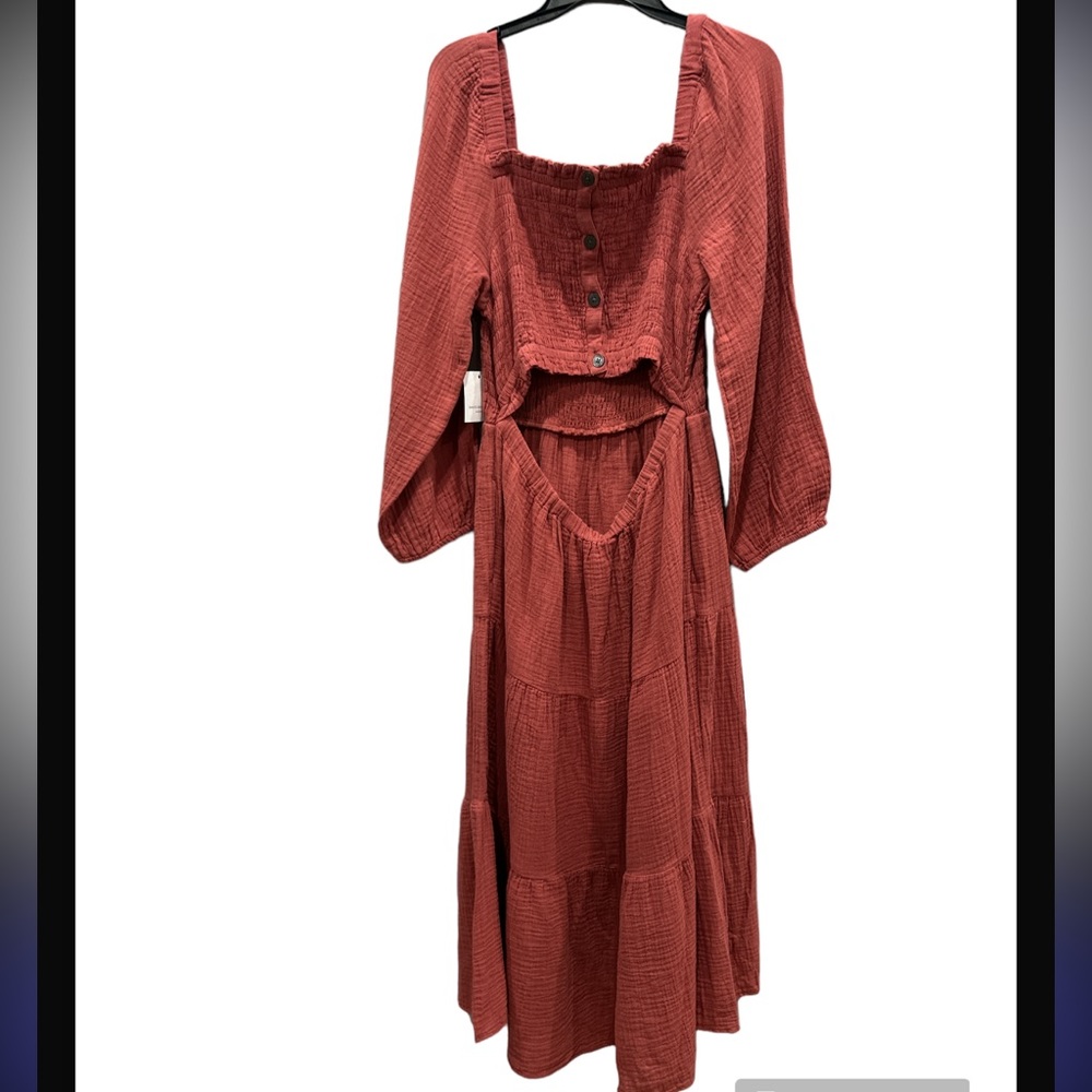 beachlunchlounge Women's Cutout Back Smocked Midi Dress L - Picture 6 of 15